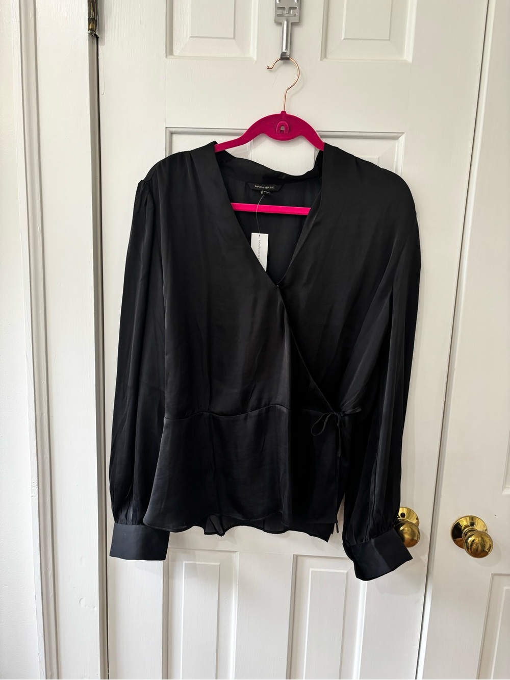 Banana Republic Black Wrap-Front Blouse